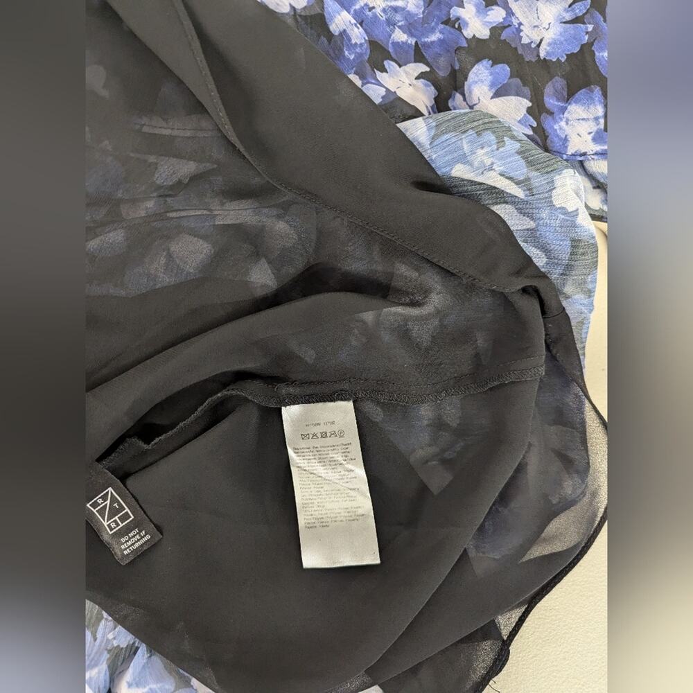 Rtr sz6 ML Monique Lhuillier Melanie Dress floral printed v-neck dark midnight - Picture 8 of 10